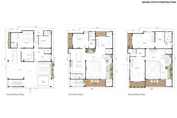 a three different floor plans of a house